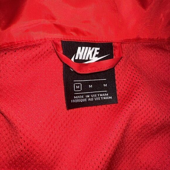 Nike Full Zip Jacket Mens Medium Just Do It Spellout AR2608-657 Lightweight Red - Picture 7 of 8